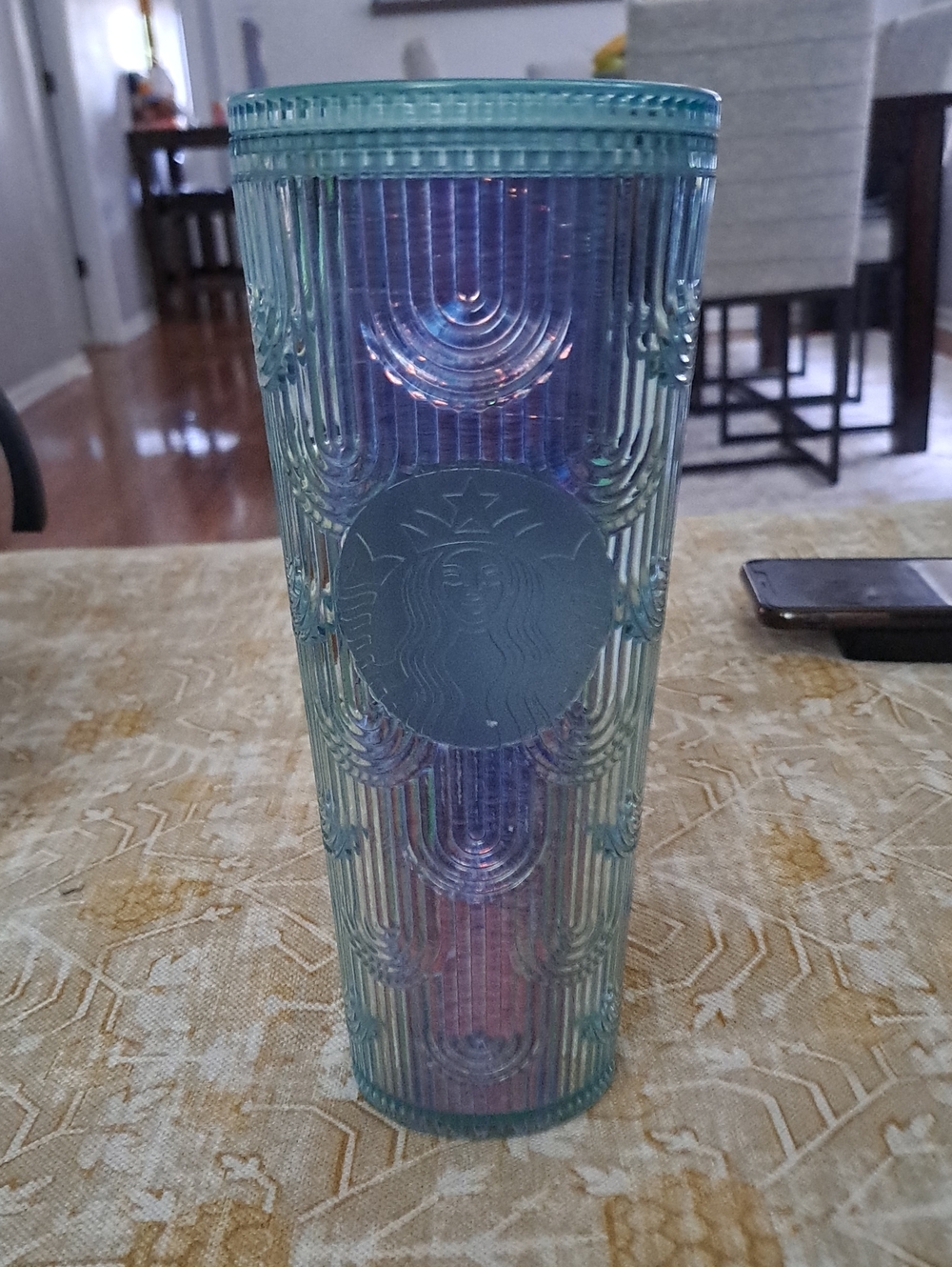 Starbucks Iridescent Teal-Blue Textured Tumbler ,24oz.